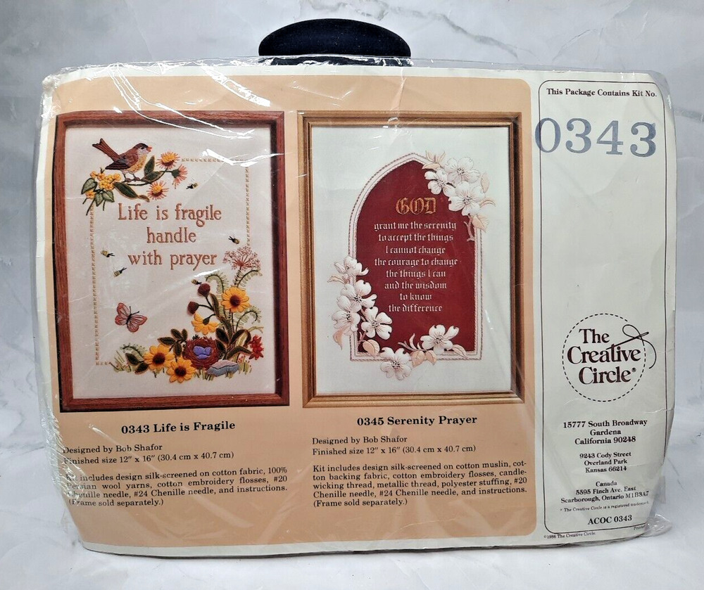 Vintage The Creative Circle Embroidery Kit 0343 Life Is Fragile